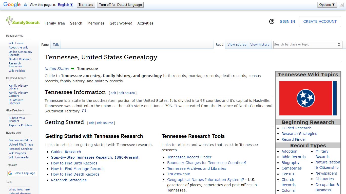 Tennessee, United States Genealogy • FamilySearch